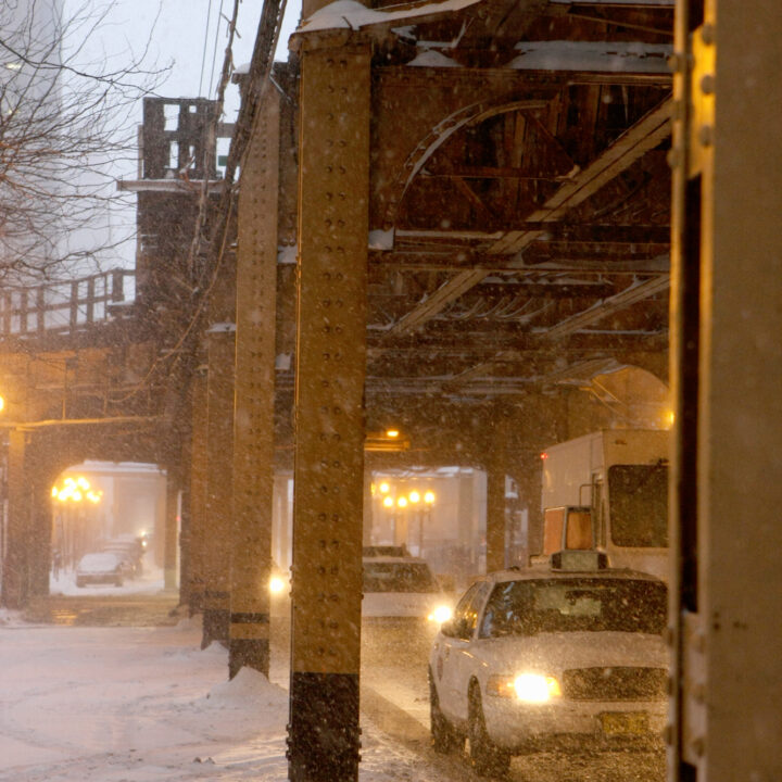Chicago Elevated Train in Winter
